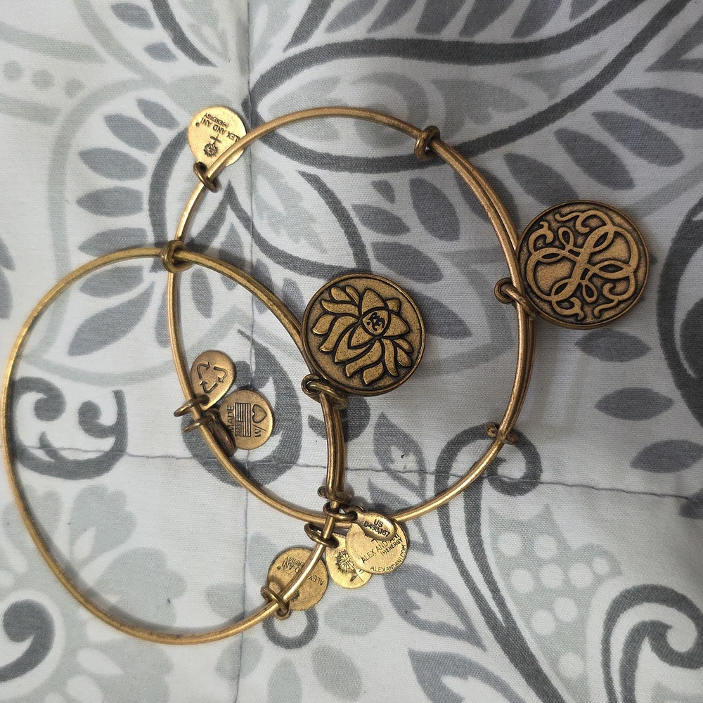 Alex and Ani Gold Tone Charm Bangles